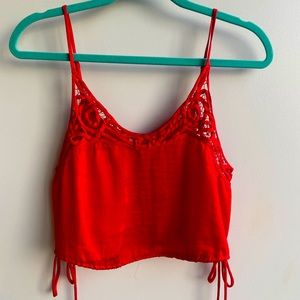 Free People lace detail red tank top